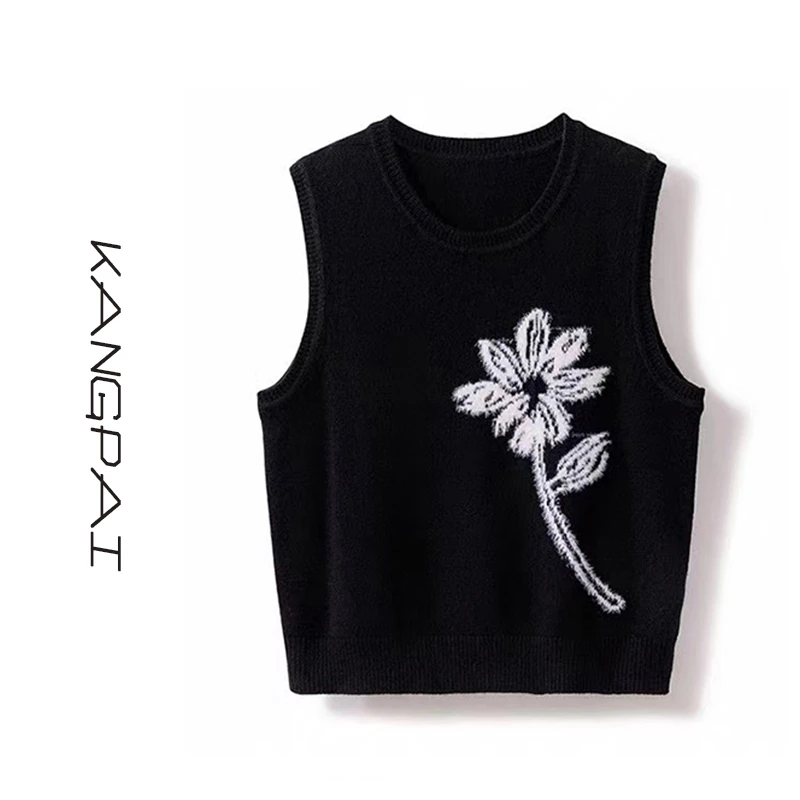 【叠穿神器~一枝花】~100%纯羊毛马甲圆领设计感女外穿百搭无袖背心