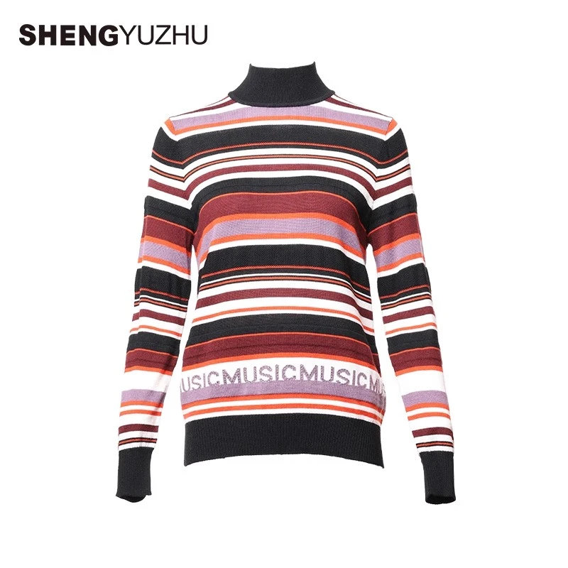 Shengyuzhu/声雨竹针织衫女长袖半高圆领纯色毛衣高级时尚半高领