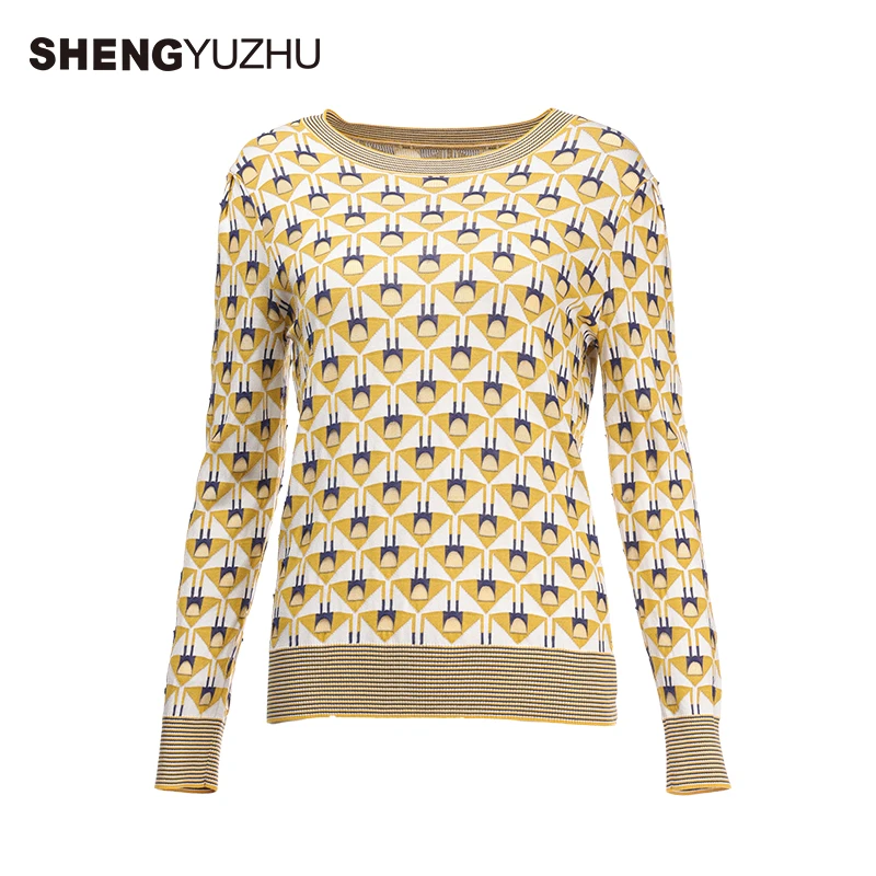 Shengyuzhu/声雨竹长袖针织衫韩系上衣打底衫简约百搭休闲时尚