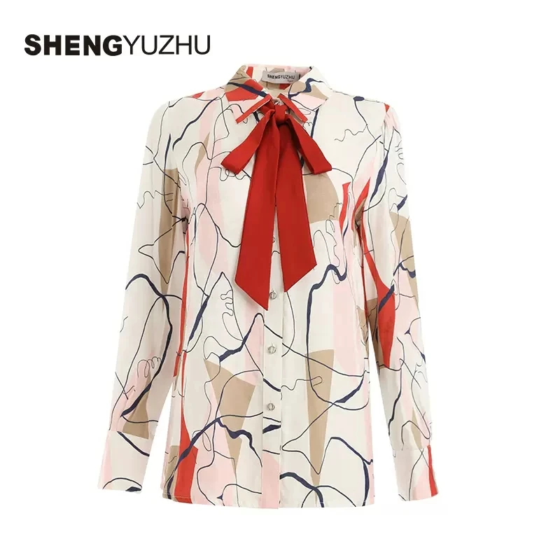 Shengyuzhu/声雨竹新款衬衫女长袖POLO领薄款透气高级感上衣女