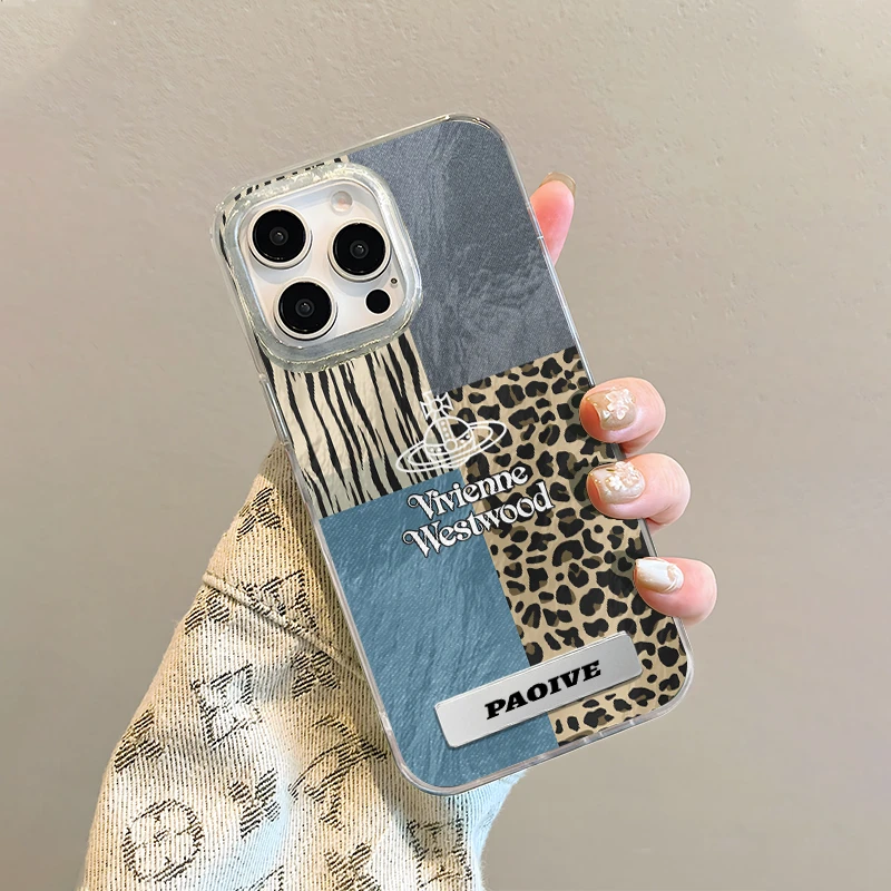 拼接豹纹星球适用于创意苹果15小米华为漩涡冰川防摔手机壳Paoive