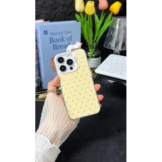 红色小波点适用于创意小众苹果16华为一加op小米手机防摔壳Paoive