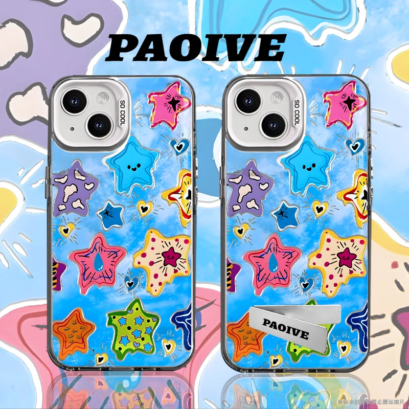 手绘创意海星适用于创意小众苹果15华为一加小米手机防摔壳Paoive