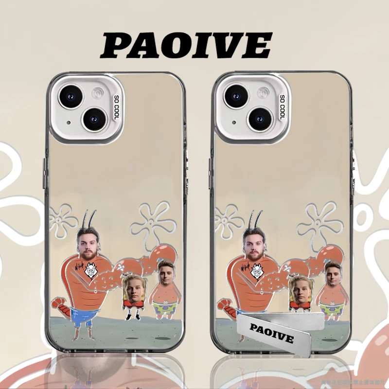 海绵宝宝适用创意小众可爱苹果16华为一加op小米手机防摔壳Paoive