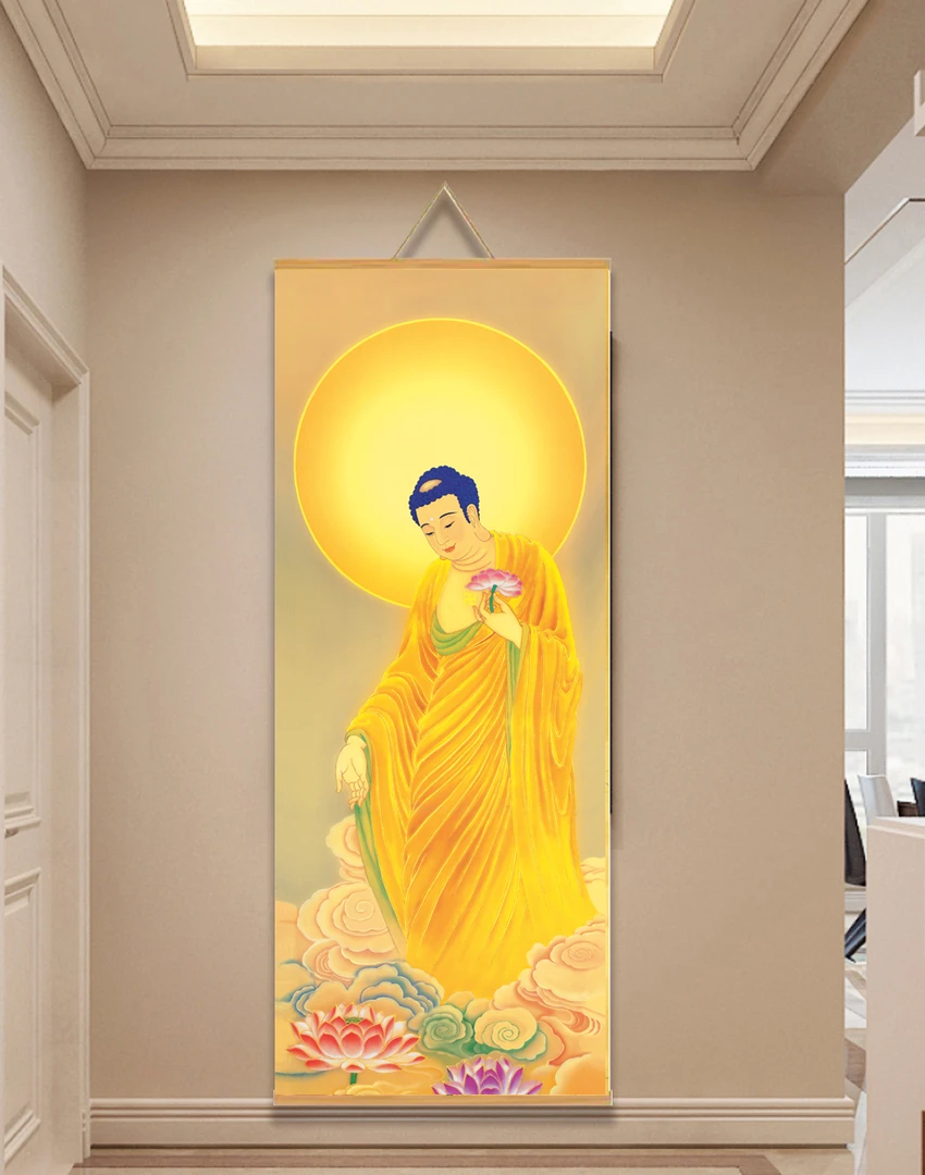 【157阿弥陀佛】60x150cm现代简约挂轴装饰画办公室家居装饰画