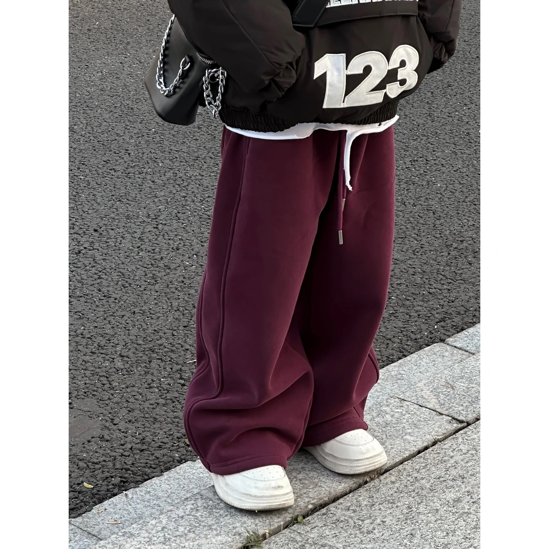 现货THE LUHAN 【紫色蔷薇】垂感百搭设计感男童加绒休闲裤24601