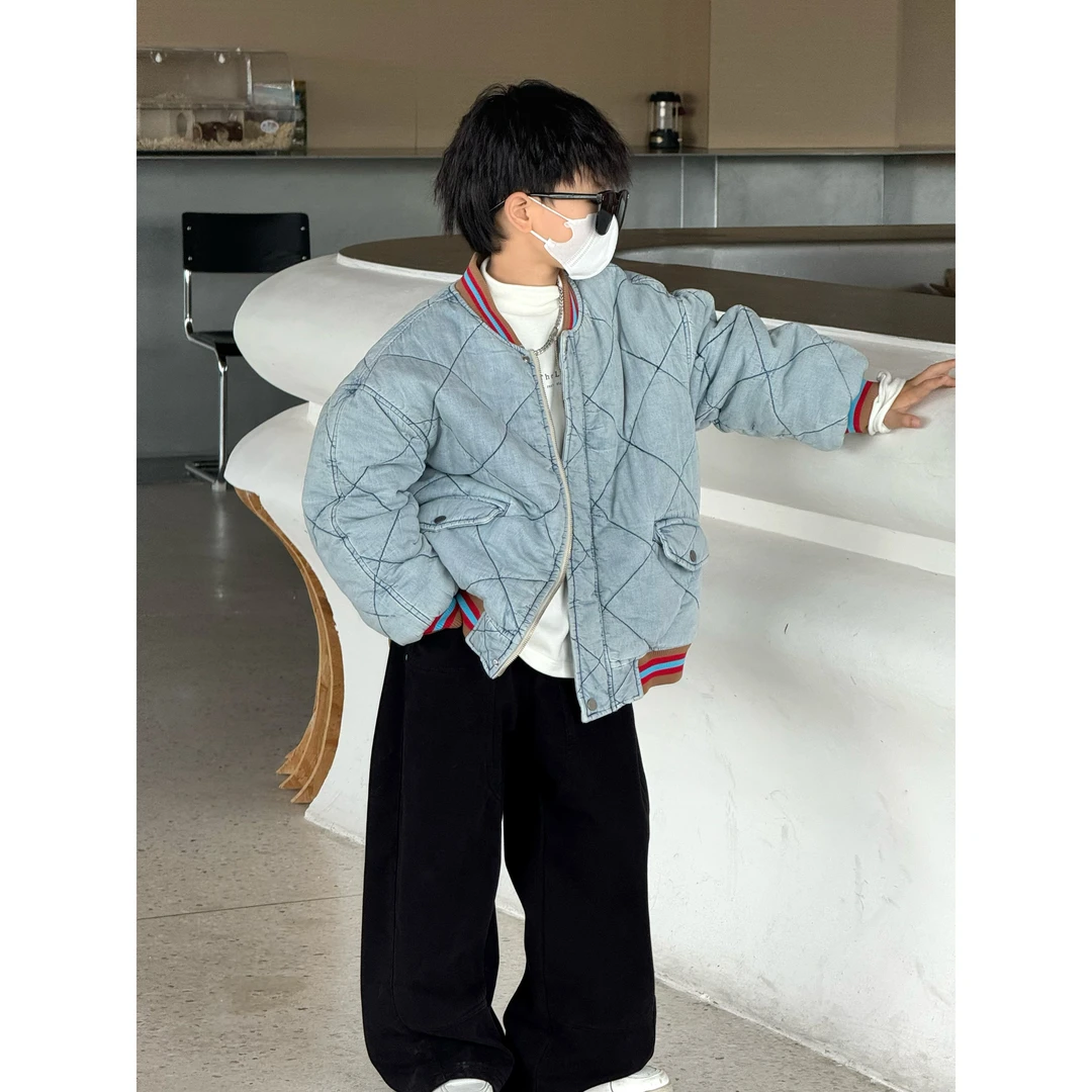 现货THE LUHAN【酷玩首尔】秋冬美式百搭牛仔男童亲子装棉服24658