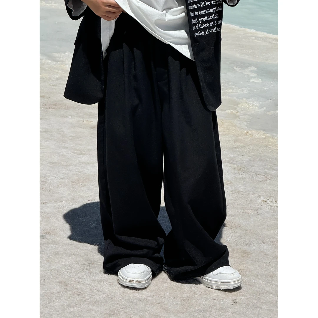 THE LUHAN【雅痞英伦】秋款复古宽松潮流廓形中大男童长裤24323