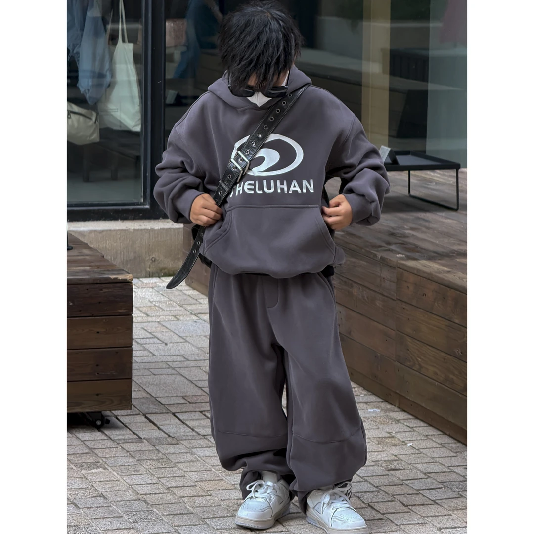 现货THE LUHAN【加州棒球】秋冬连帽男童加绒运动套装亲子装24634