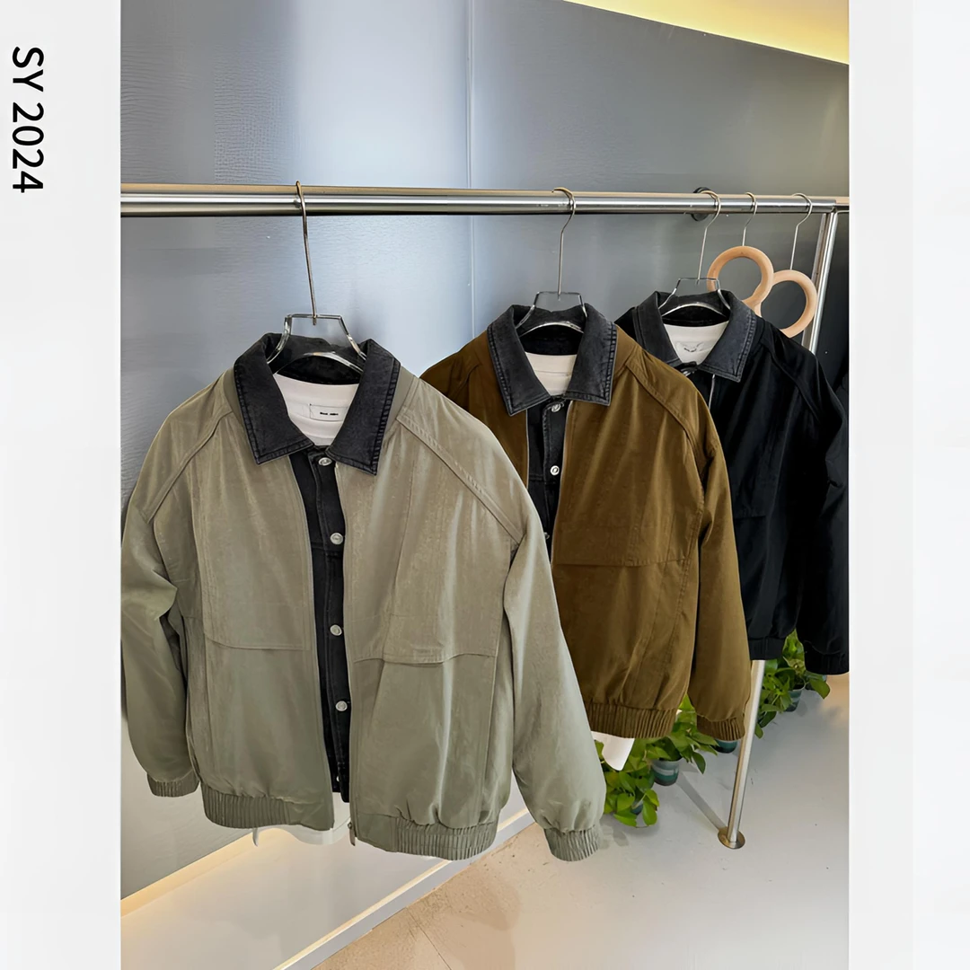 SY·冬季男士假两件短款时尚百搭翻领极简情侣款保暖羽绒夹克51019