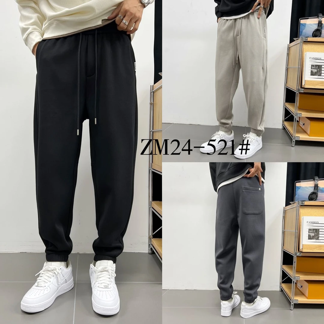 SY冬季加绒加厚男士新款休闲束脚百搭时尚纯色潮流卫裤521