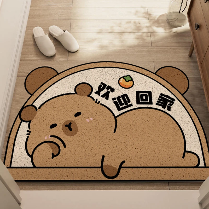 卡通入户门地垫卡皮巴拉家用玄关大门口丝圈防滑脚垫刮泥蹭土地毯