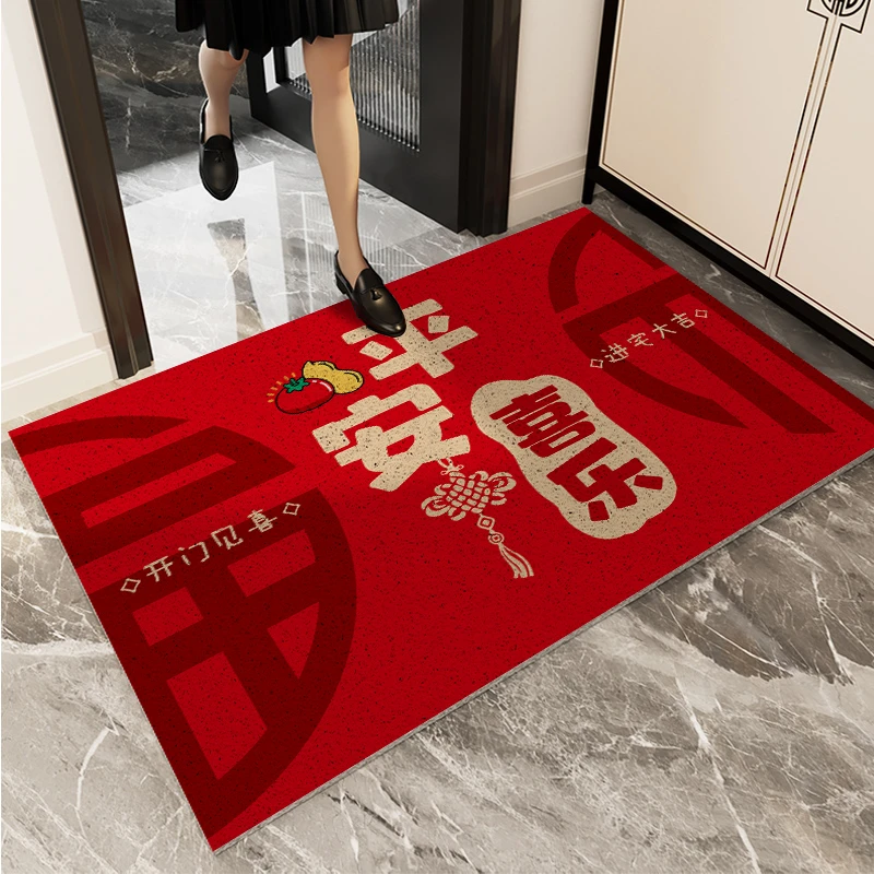 入户门丝圈地垫PVC家用地毯门口进门门外防滑脚垫可裁剪门垫中式