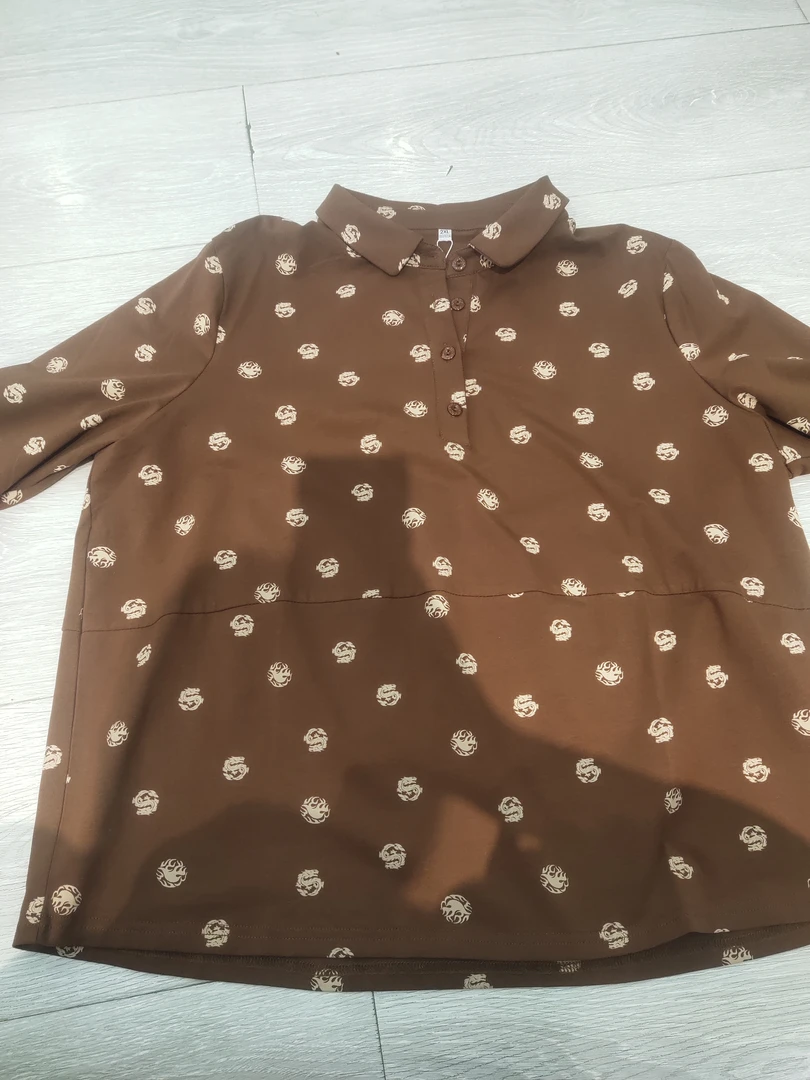 休闲翻领碎花长袖体恤