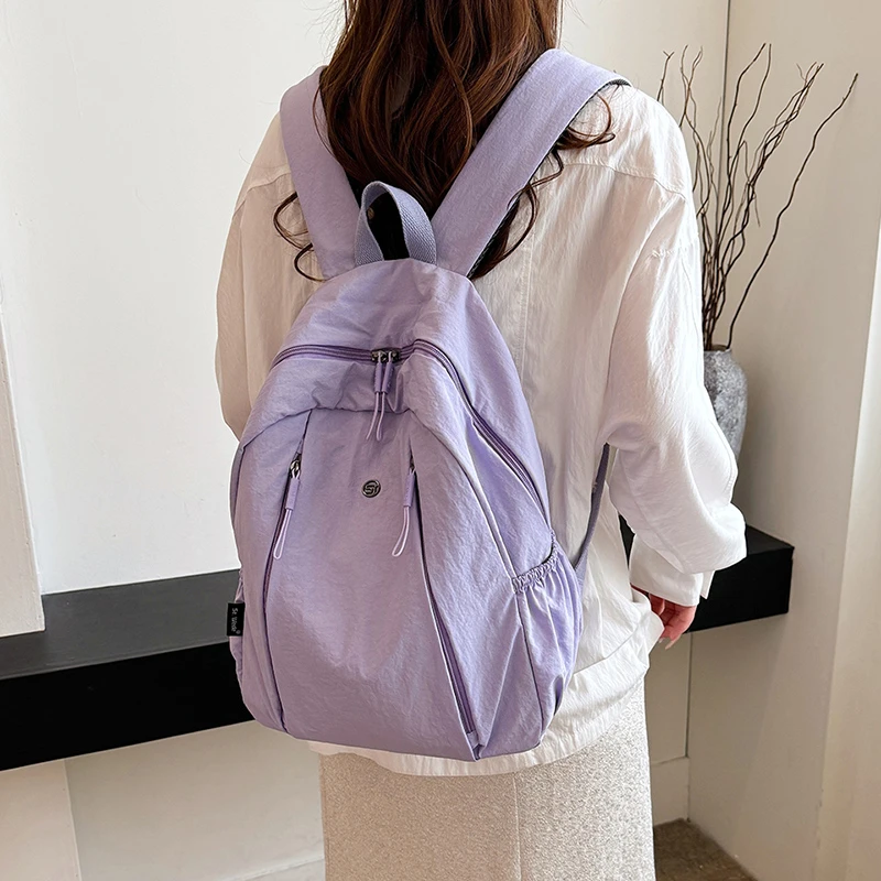 8003超轻泡芙棉时尚百搭户外旅行男女学生双肩背纯色日系休闲包