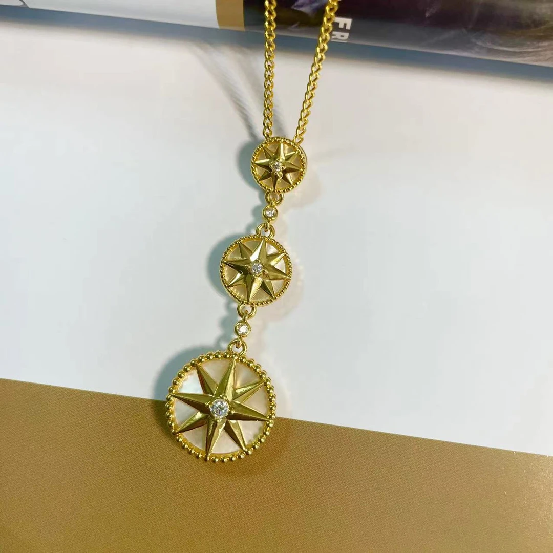吊坠*18k金*八芒星贝母流苏大吊坠 Au750#2143（不含链）