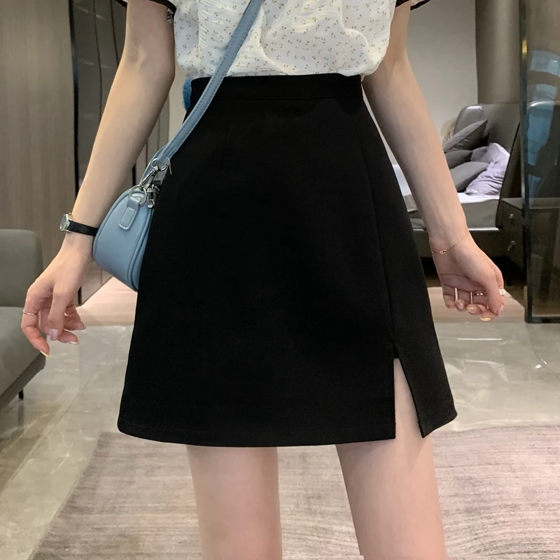 2023夏季新款防走光a字短裙女梨形遮胯半身裙女高腰显瘦韩版百搭