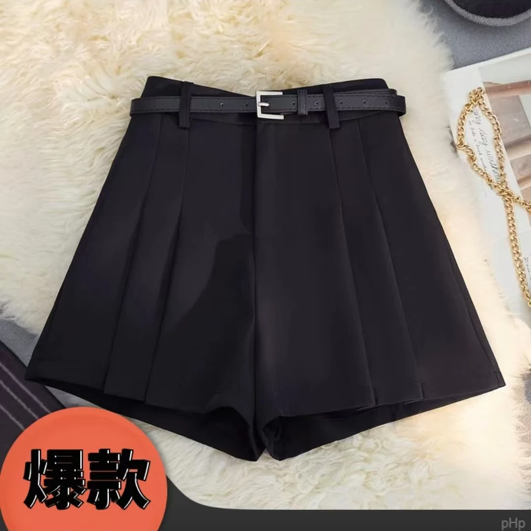 西装新款春秋2025高腰A字百褶设计感休闲短裤百搭宽松显瘦短裤女