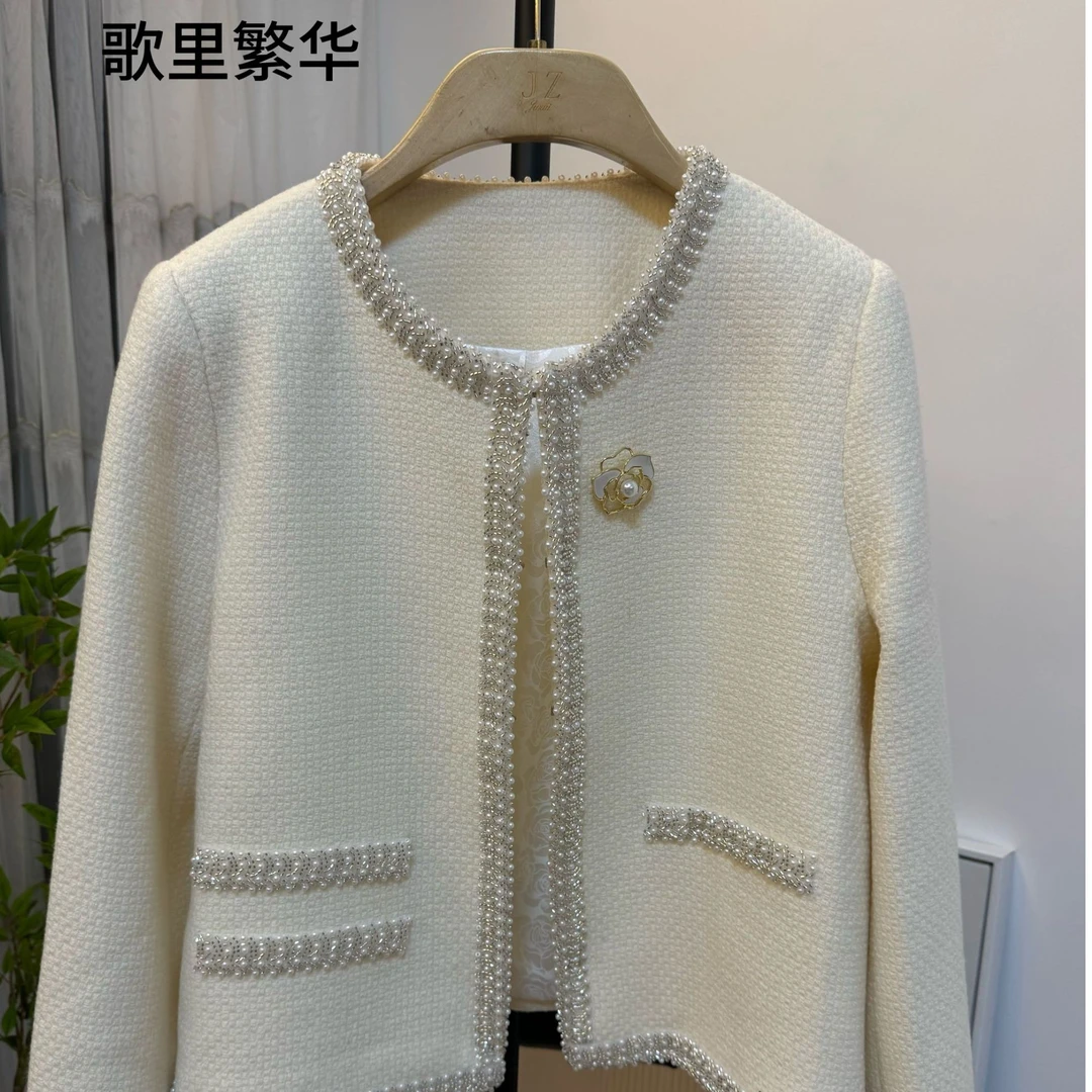 G+2024年冬新款名媛风手工订珠高级感小香风外套0239