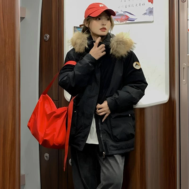 2-300斤胖mm大码女装工装棉衣棉服女加绒加厚保暖派克服棉袄外套