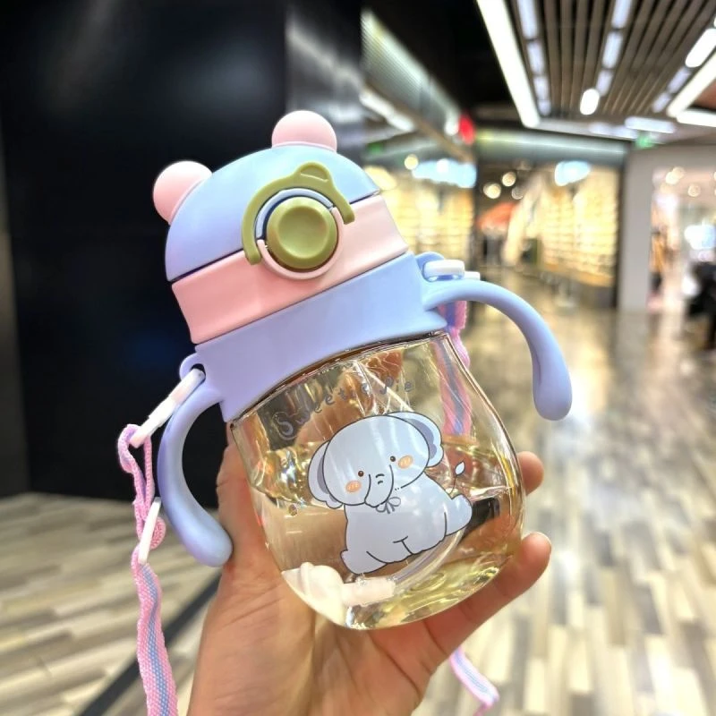 儿童学饮杯宝宝可爱水杯吸管幼儿园杯子宝宝塑料杯喝水户外饮水杯
