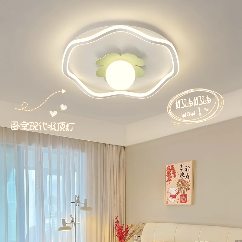 奶油风卧室灯温馨浪漫主卧吸顶灯饰简约现代网红少女儿童房间灯具