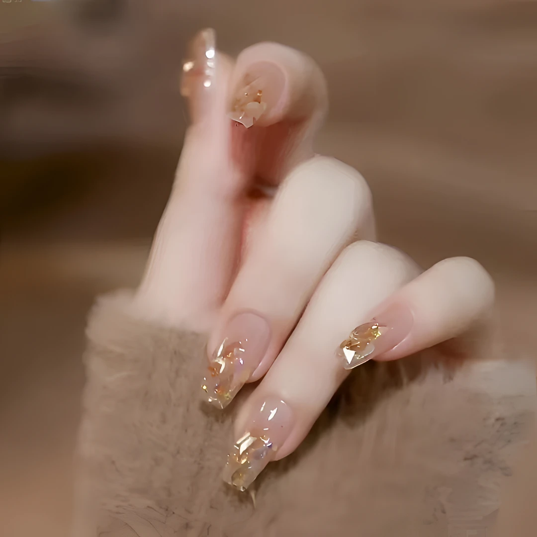 JohonGirls'/琴岛小嫚【浪漫深秋】手工冰透气质渐变透钻手工穿戴甲