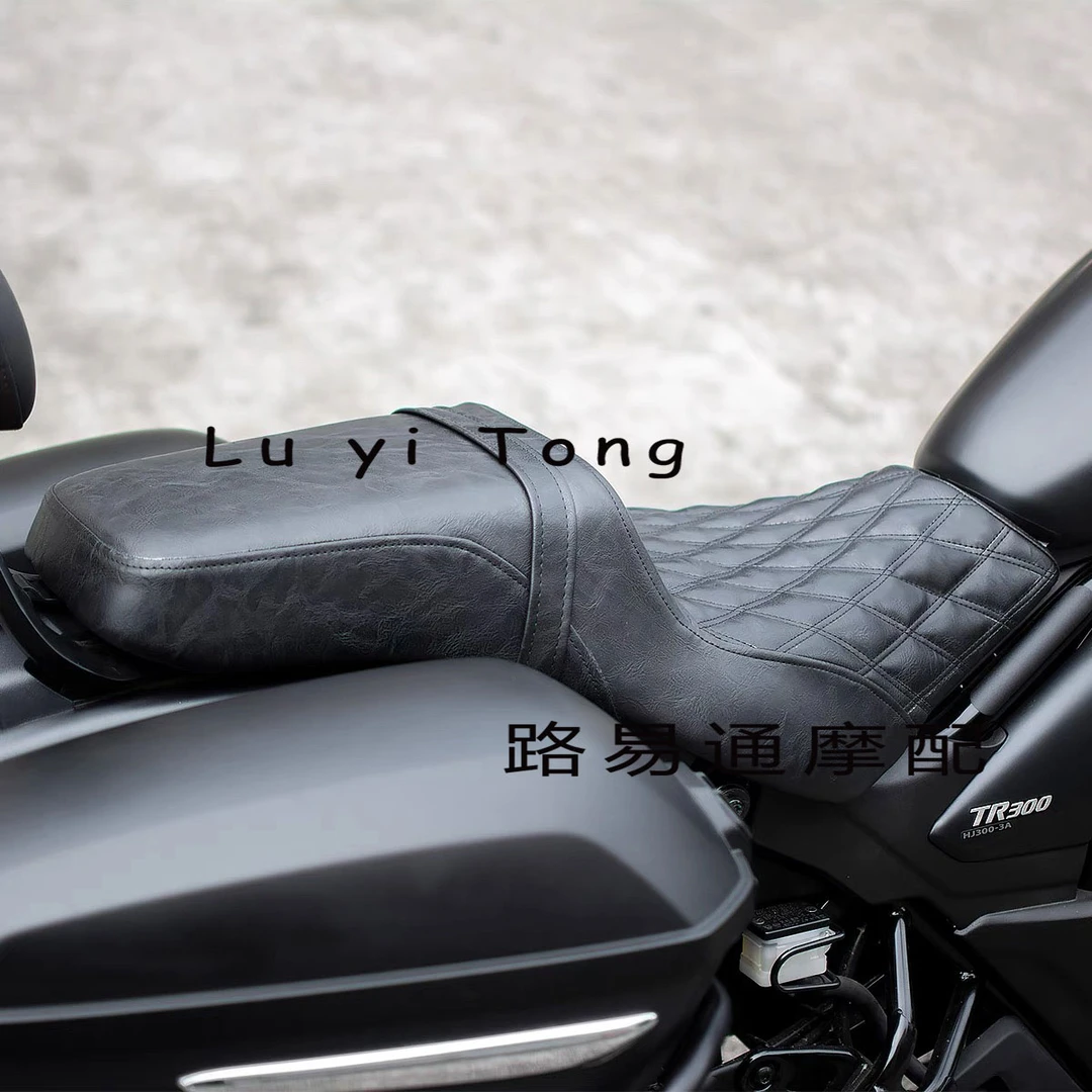 豪爵TR300改装座垫舒适款一体双人座包高低座方形哈雷DS风格坐垫