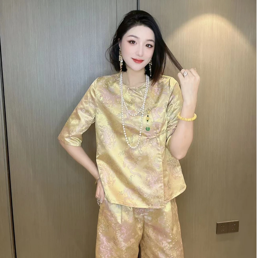 【龙腾短袖款】新中式重工盘扣短袖上衣