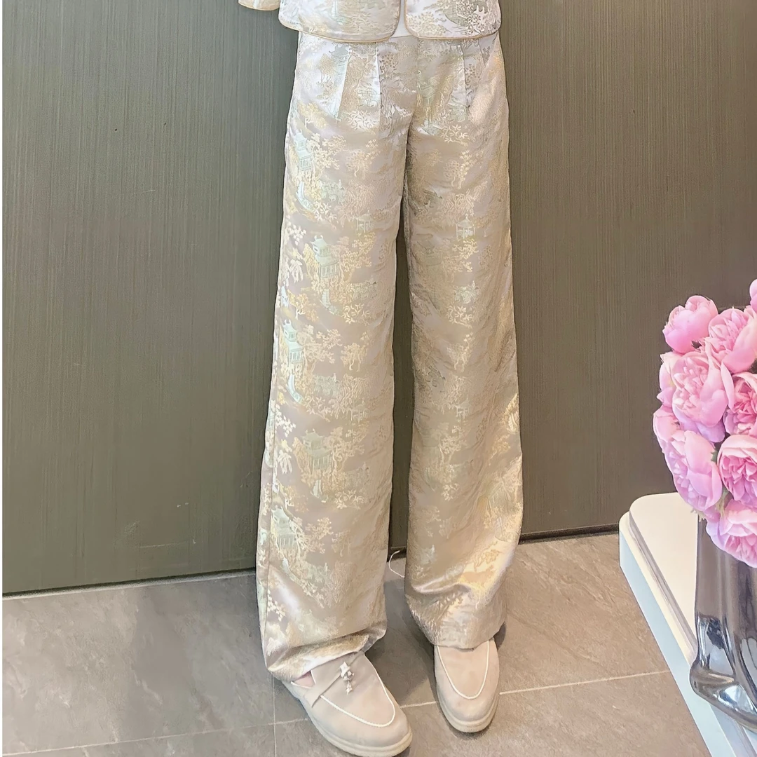 【金榜提名长裤】重工新中式直筒休闲提花百搭长裤