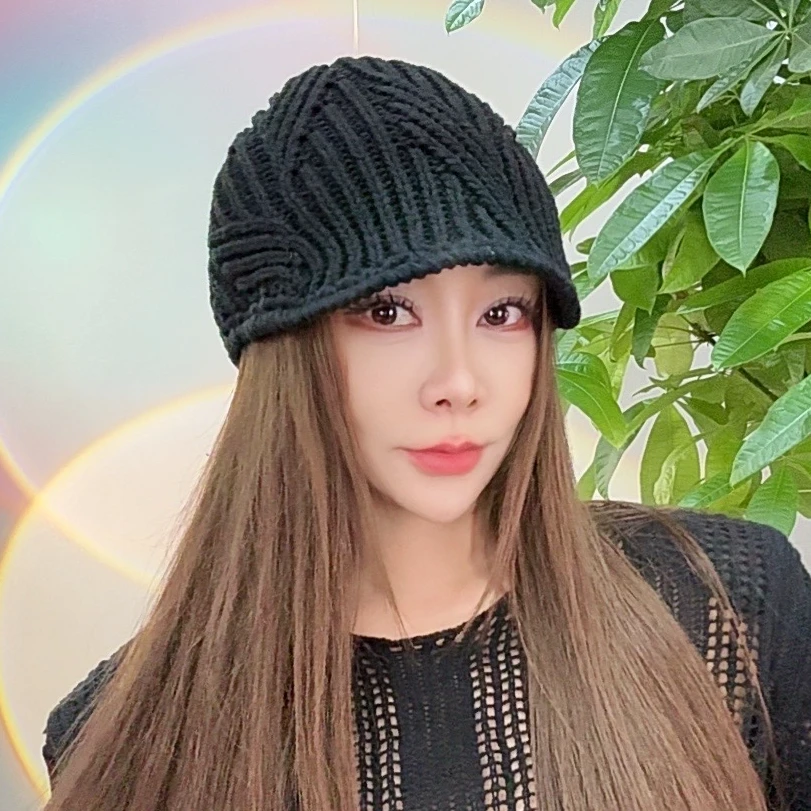 秋季新款牛奶绒手工编织鸭舌帽秋冬季时尚百搭休闲保暖御寒包头帽