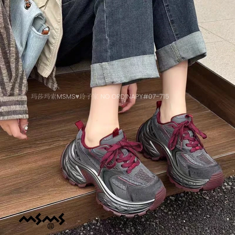 <玛莎玛索>冬季大棉保暖松糕底网面老爹鞋07-715时尚加绒加厚网鞋