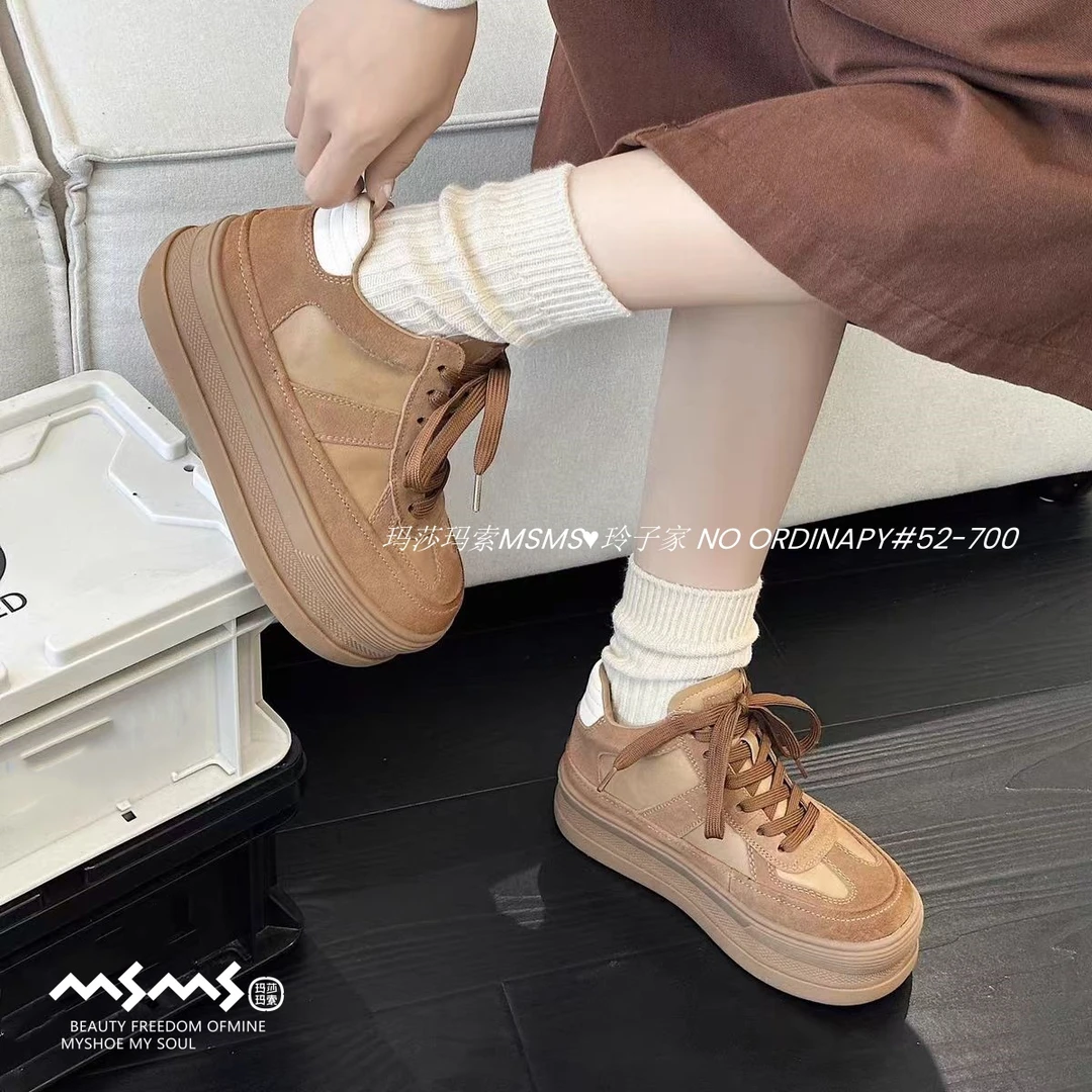 <玛莎玛索>冬季新款短毛绒拼色厚底德训鞋52-700韩版时尚磨砂板鞋