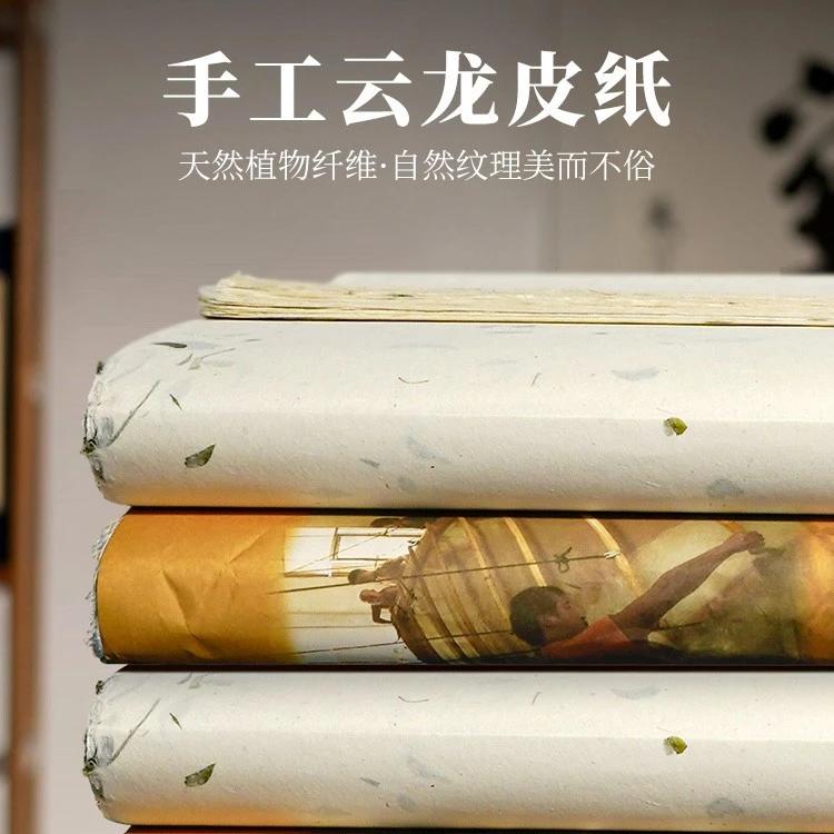 景阳阁云龙宣纸纯手工十色花草皮纸半生半熟可装裱书法作品专用纸