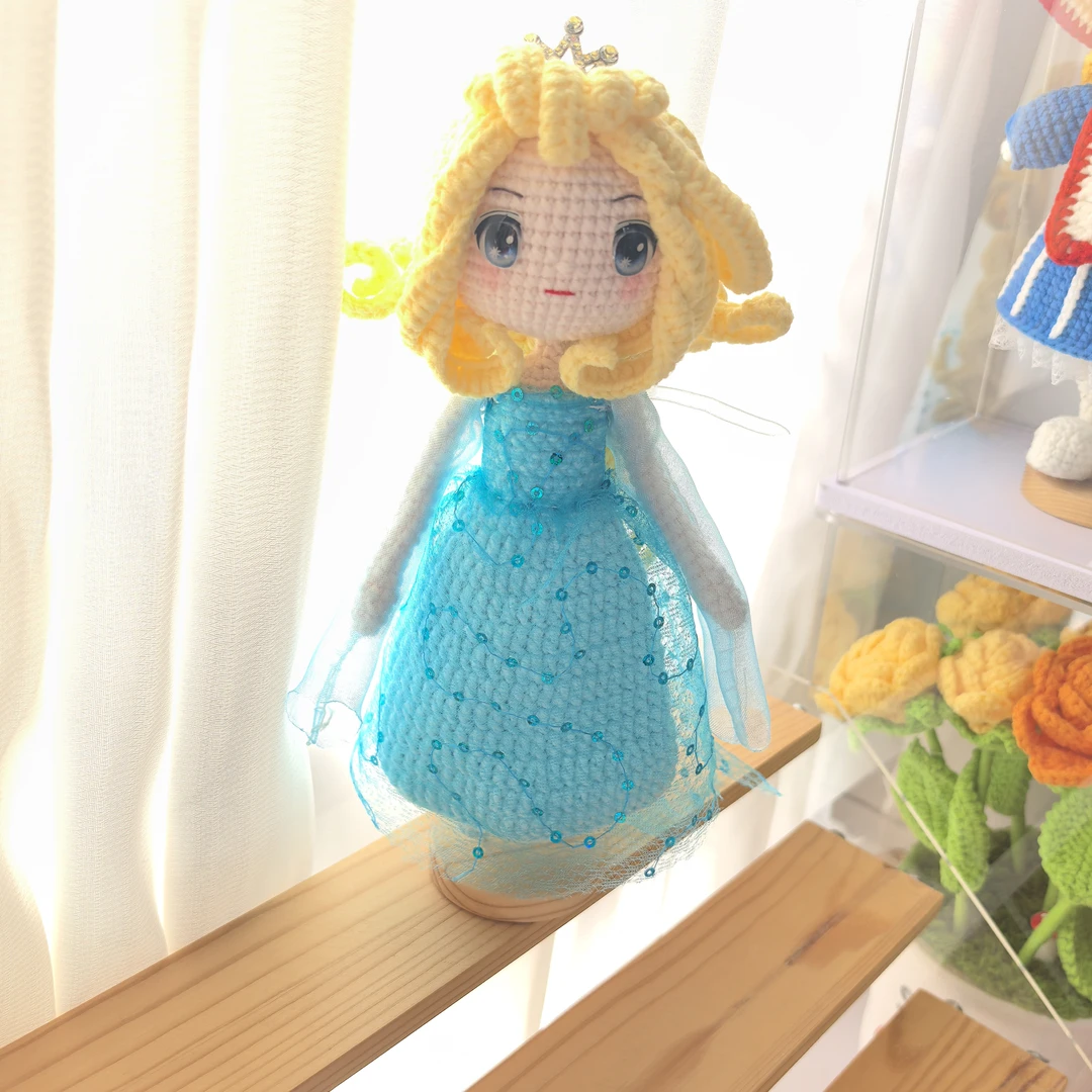 手工成品毛线童话艾莎公主娃娃人偶 手工不易 默认微瑕慎拍