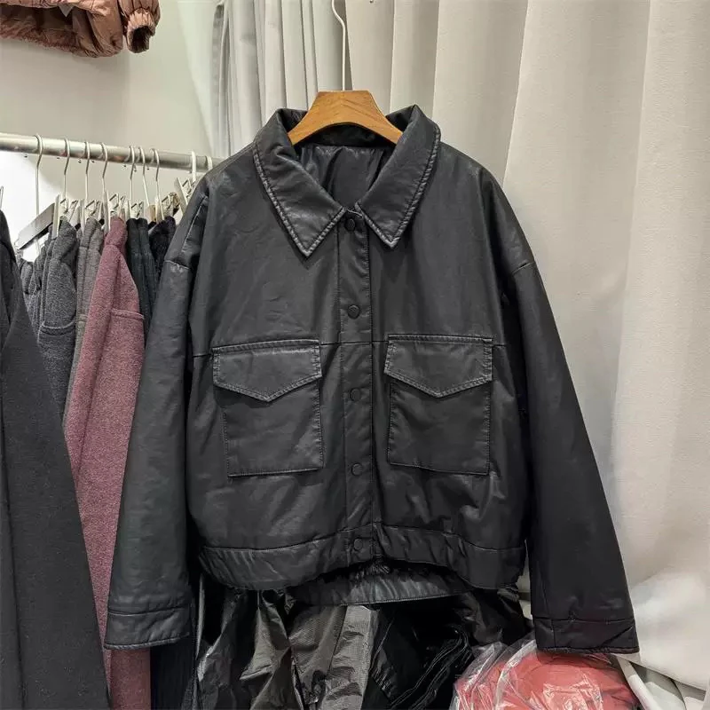 皮衣口袋常规袖短款休闲女士春秋百搭韩版上衣女装短外套