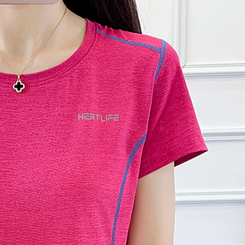 户外速干短袖女款冰丝T恤夏季薄款跑步圆领显瘦运动透气快干衣女