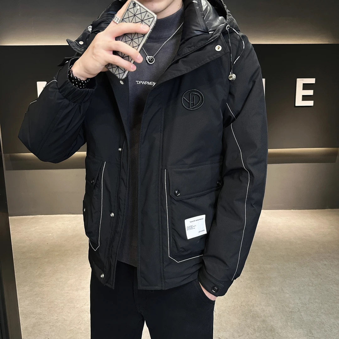 冬季保暖工装羽绒服休闲百搭户外潮流时尚保暖工装口袋羽绒服H113