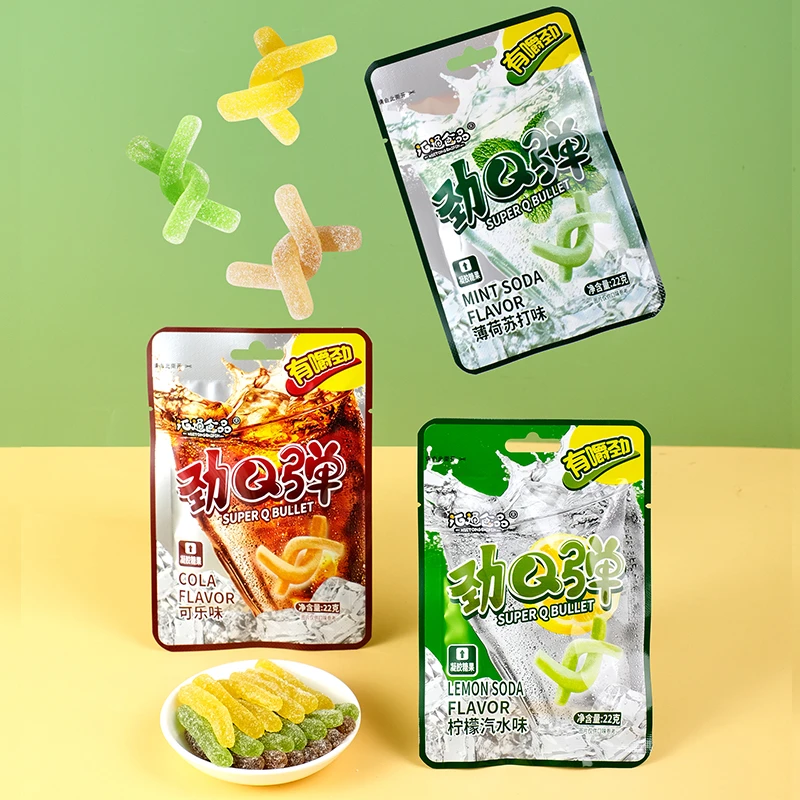 劲Q弹软糖嚼劲条状糖果解馋休闲零食酸甜薄荷可乐柠檬汽水味