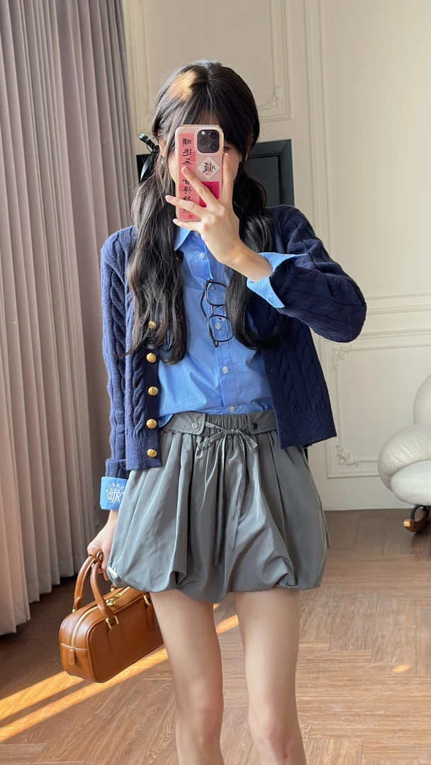 小小仟 赵露思同款开衫衬衫南瓜半裙