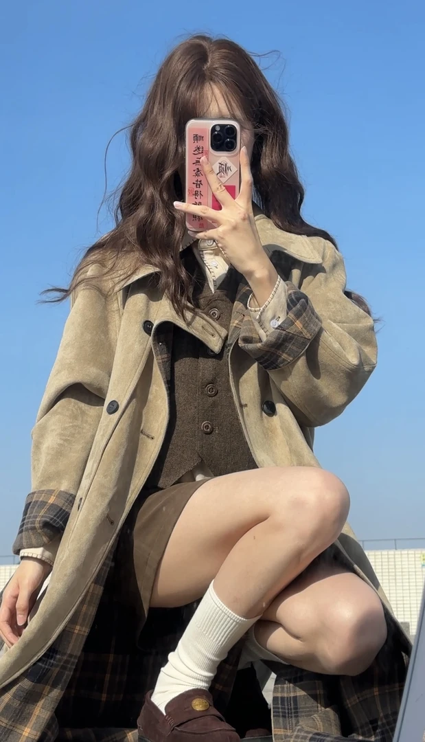 小小仟 【加州落日】入秋仪式感满分正反两穿慵懒风衣衬衫马甲半裙