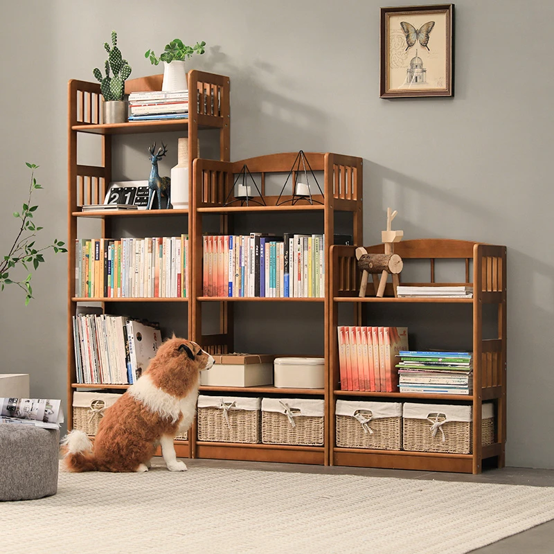 025书架实木落地置物架简易卧室简约网红客厅学生小型收纳小书柜