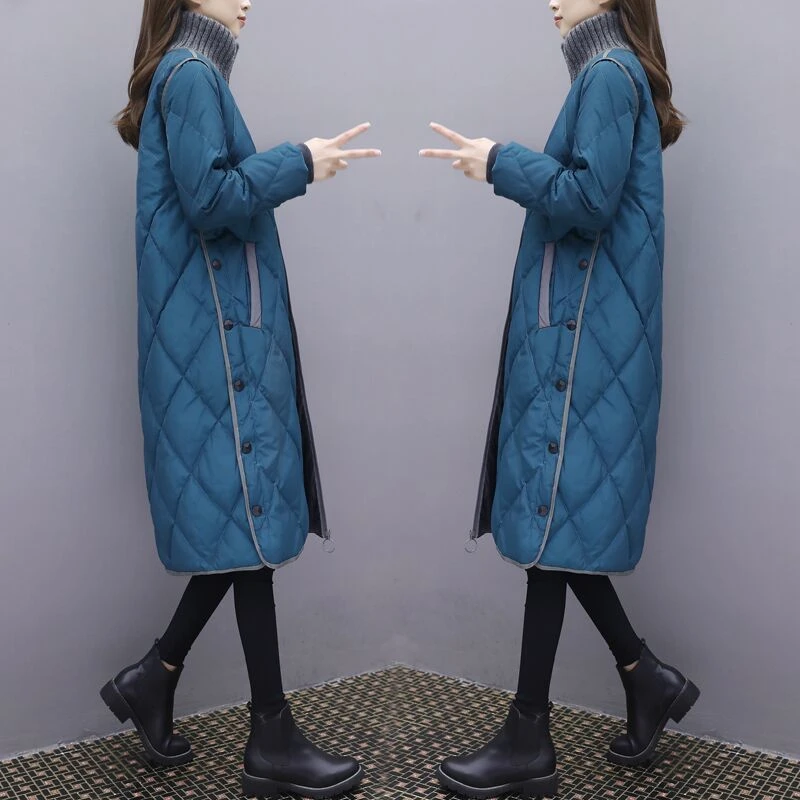 2024秋冬季新款棉服女中长款韩版大码宽松加厚棉衣过膝棉袄外套潮