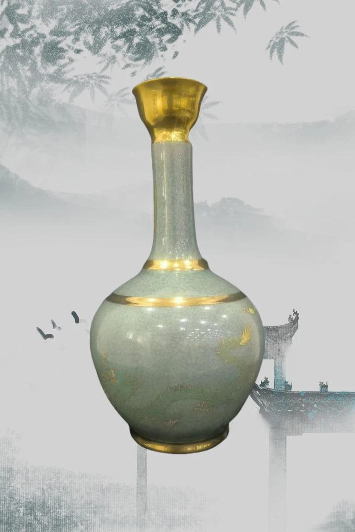 AC16当代文创摆件粉彩陶瓷赏瓶