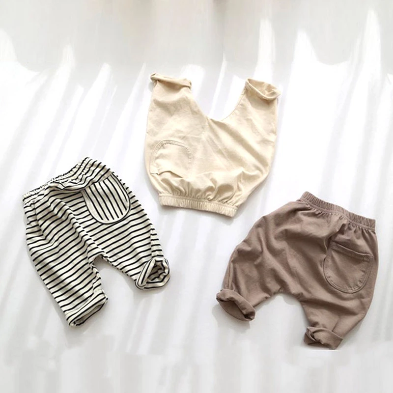 ins韩版春夏装男女宝宝长裤纯棉条纹打底裤薄款婴幼儿大PP空调裤