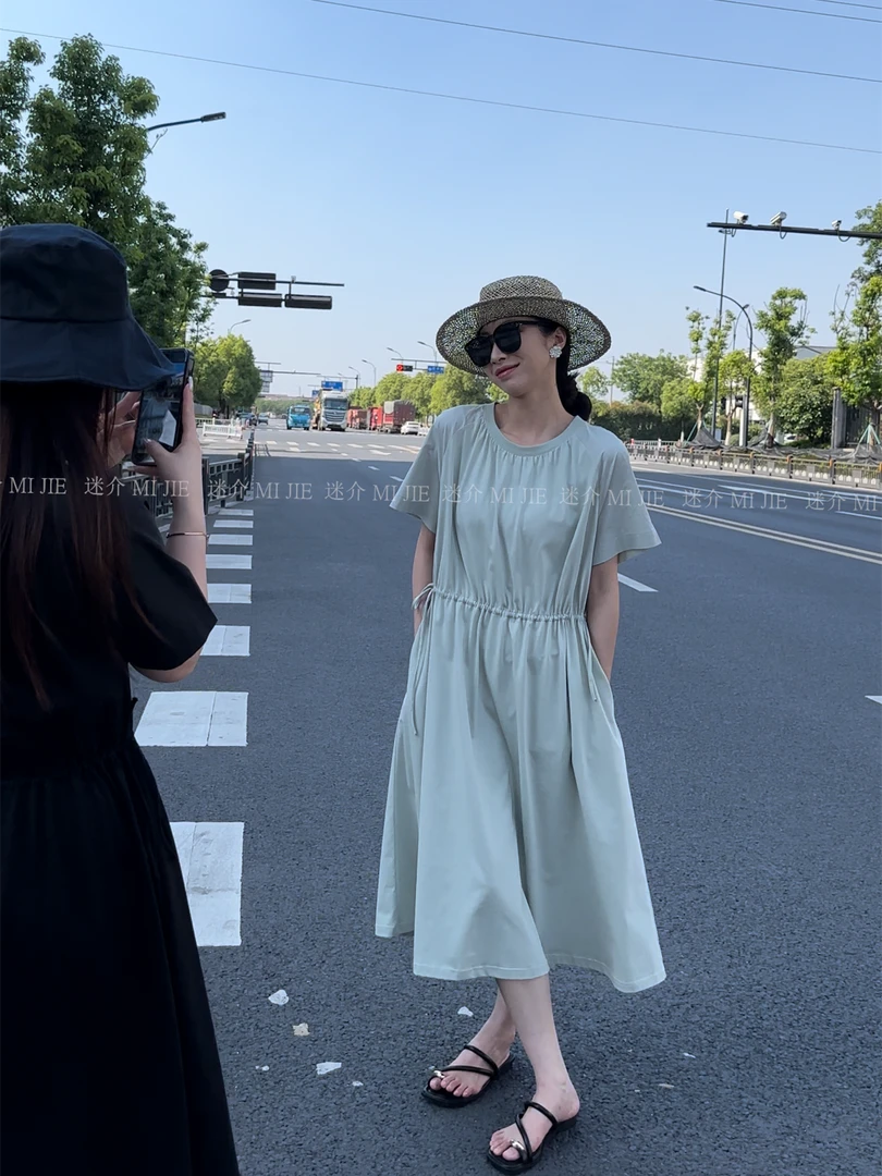 【迷介】气质显瘦连衣裙韩版 收腰宽松女士中长连身裙 5F7503YX