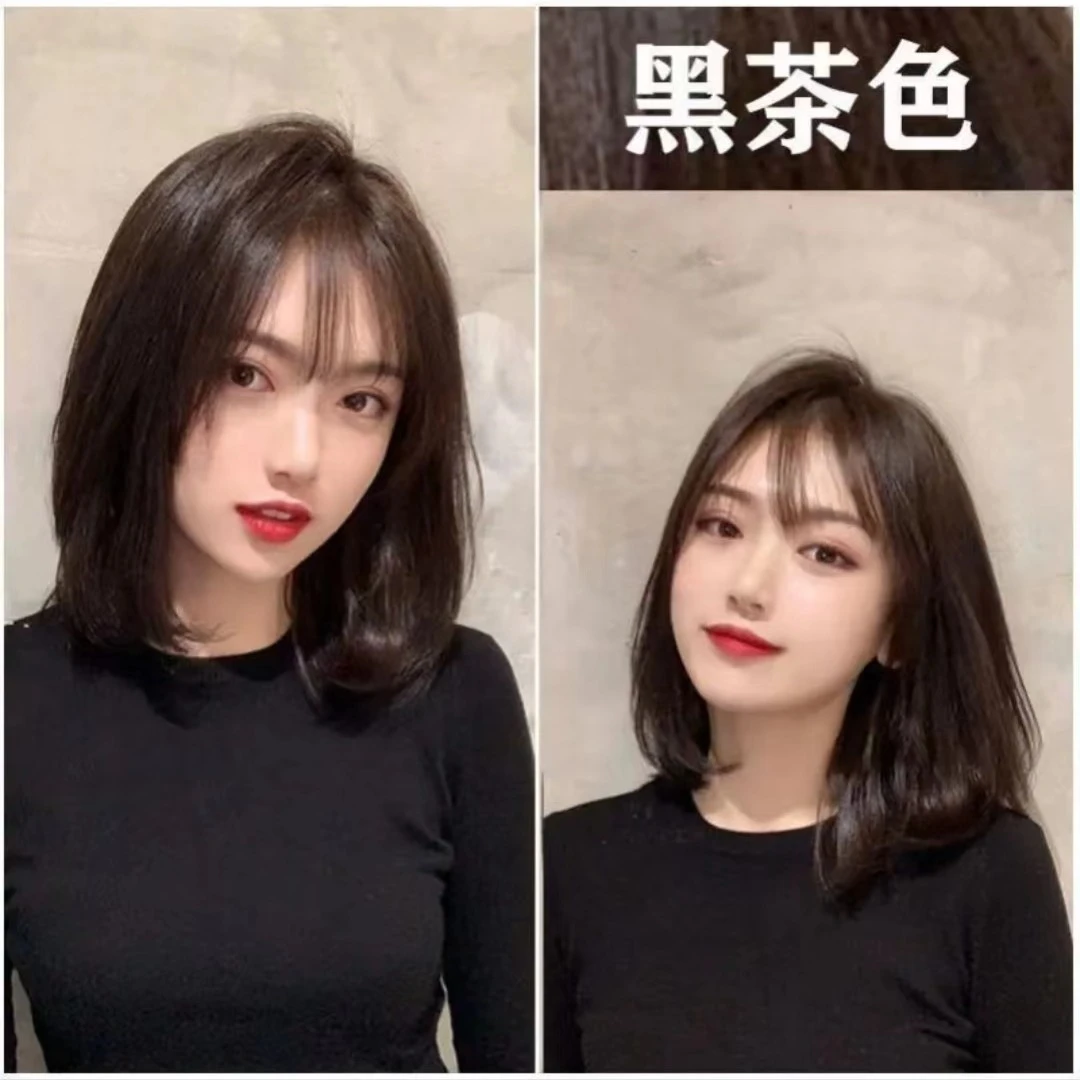黑茶色染发膏网红发色可盖白发植物染发剂2023流行色显白不伤发