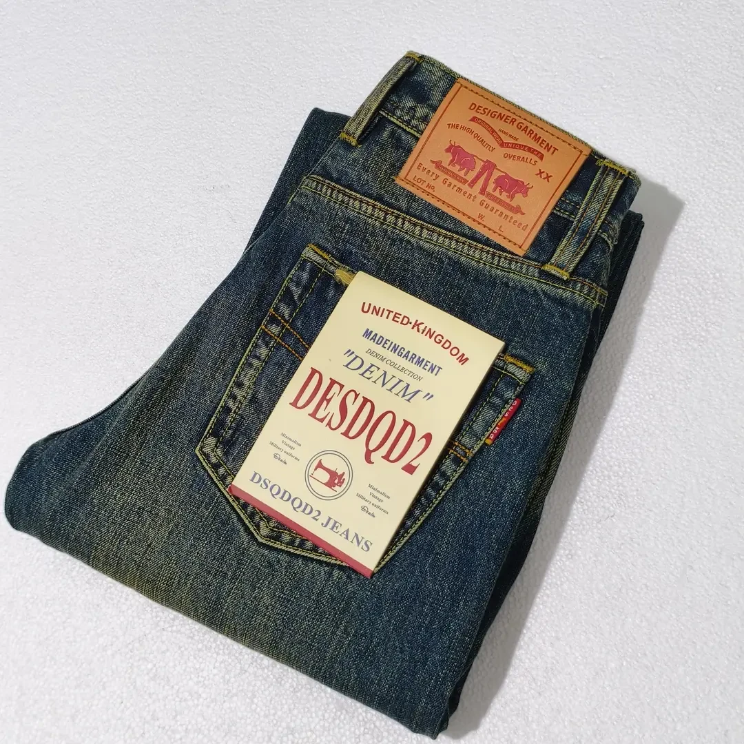 赤耳丹宁秋季款时尚百搭重工复古休闲潮流直筒水洗男士牛仔裤924