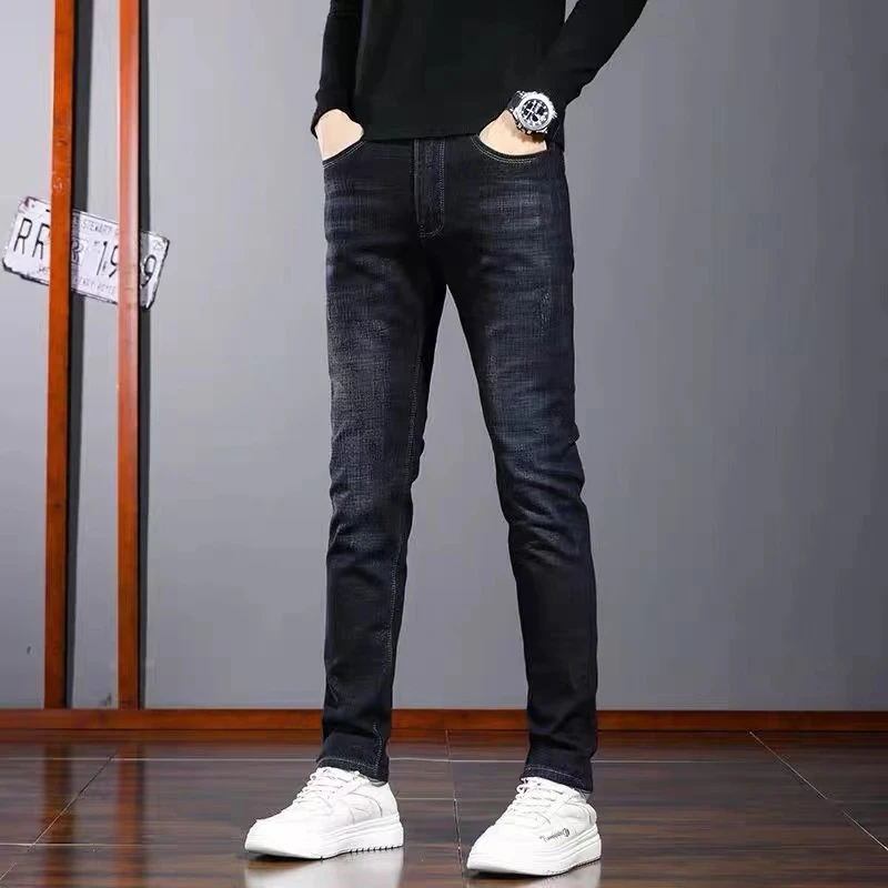 爸爸款男士商务牛仔裤001----200舒适弹力休闲牛仔长裤春秋款百搭