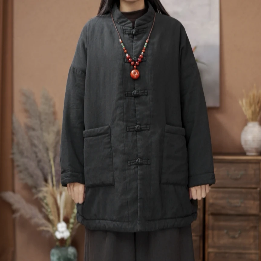 【原制原味】冬季新款外套亚麻炒色做旧外穿宽松保暖新中式夹棉棉衣